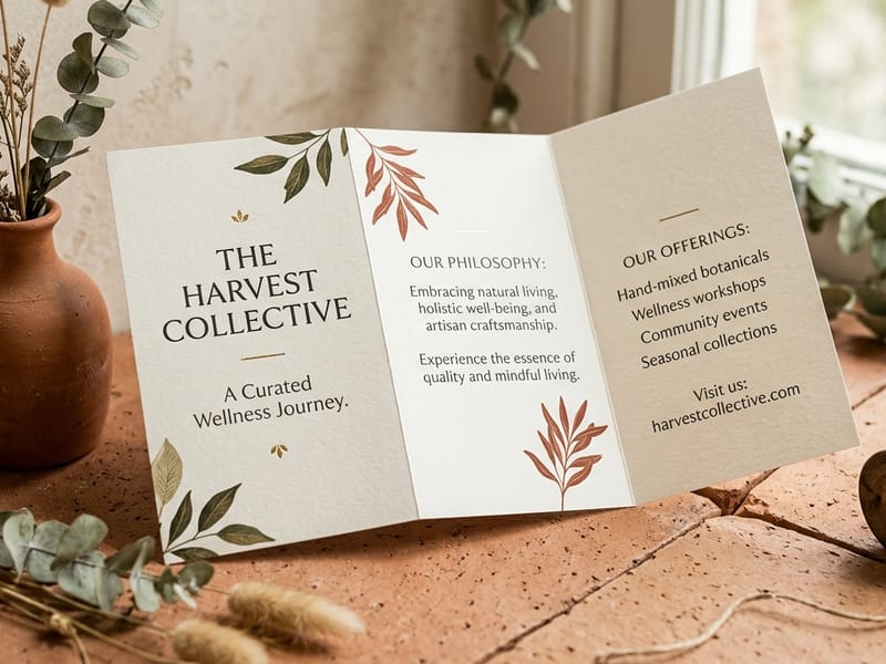 Brochures — Folded multi-panel brochures that tell your brand story with editorial polish.